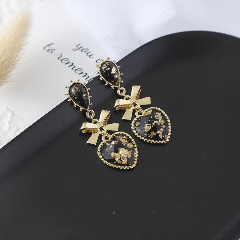 Needle Dream Resin Love Heart Water Drop Bow Ear Clip Stud Earrings