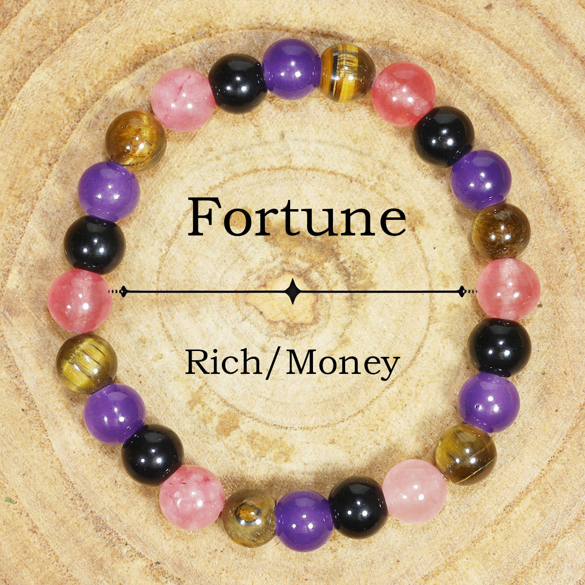 Tigereye Natural Stone Beaded Crystal Unisex Bracelet