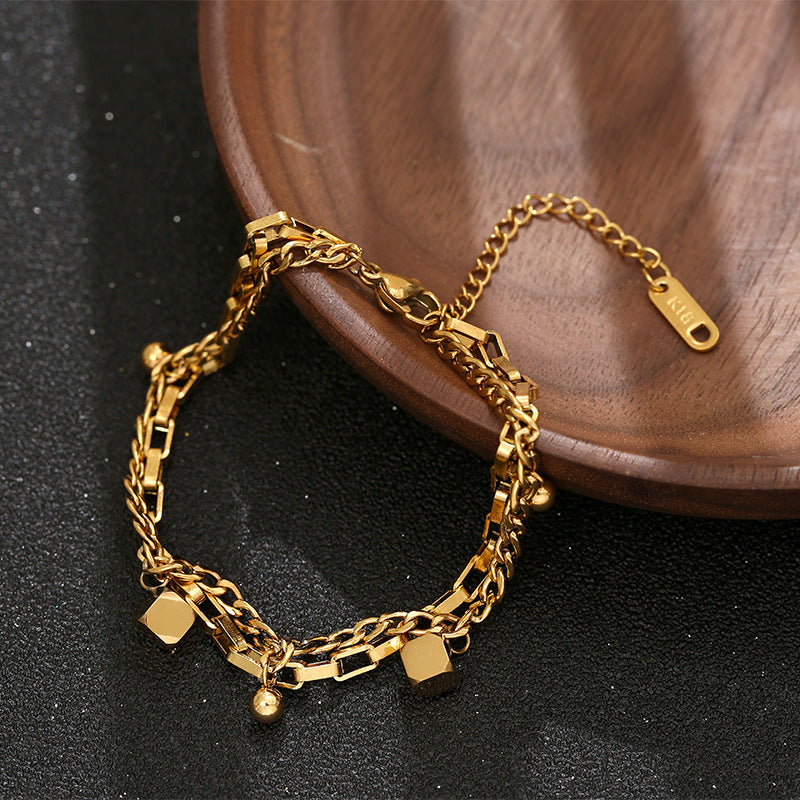 Titanium Steel Female Gold Fashion Light Bracelet