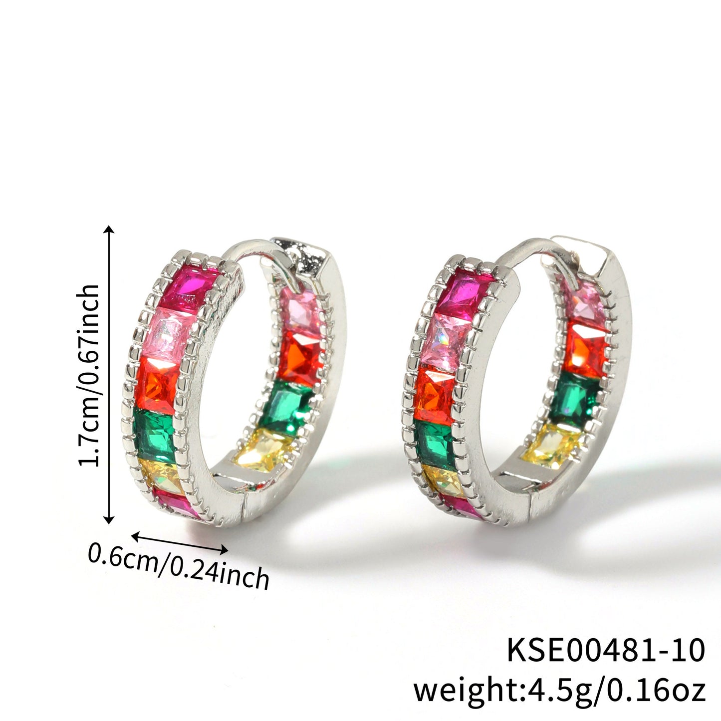 Color Square Zircon Shaped Clip Optional Fashion Full Diamond Ear Buckle