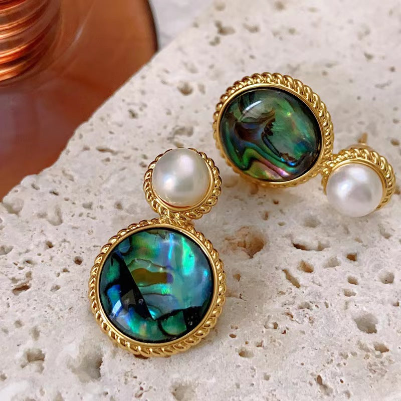 Oil Painting Colorful Abalone Shell Natural Earrings