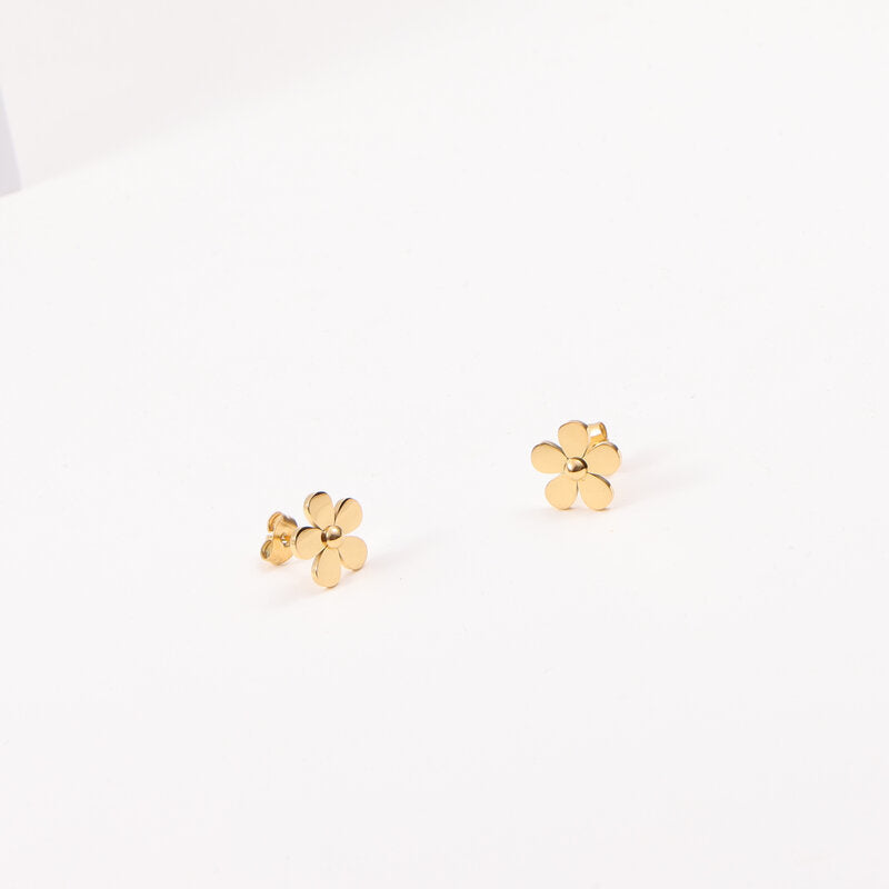 Retro Titanium Steel Zircon White Daisy Flower Earrings
