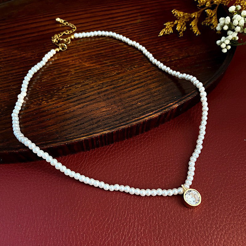 Pearl Short Design Rhinestone Collar Temperament Necklaces