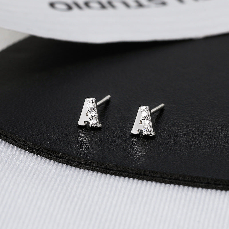 Women's Sier Alphabet Letter Trendy High-grade Temperament Earrings