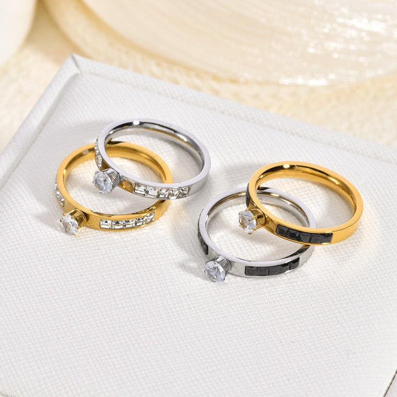 Couple Classic Shank Korean Style Retro Titanium Steel Index Ring