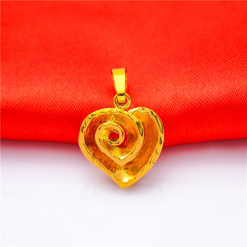 Women's Brass Gold Plated Alluvial Small Love Pendants