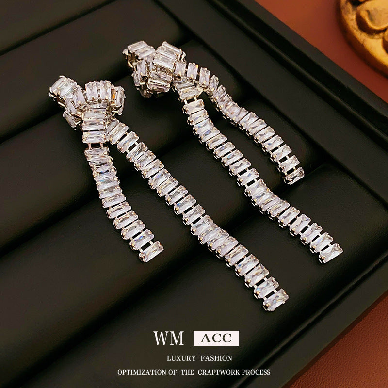 Zircon Letter Long Light Luxury High-grade Fashion Simple Earrings