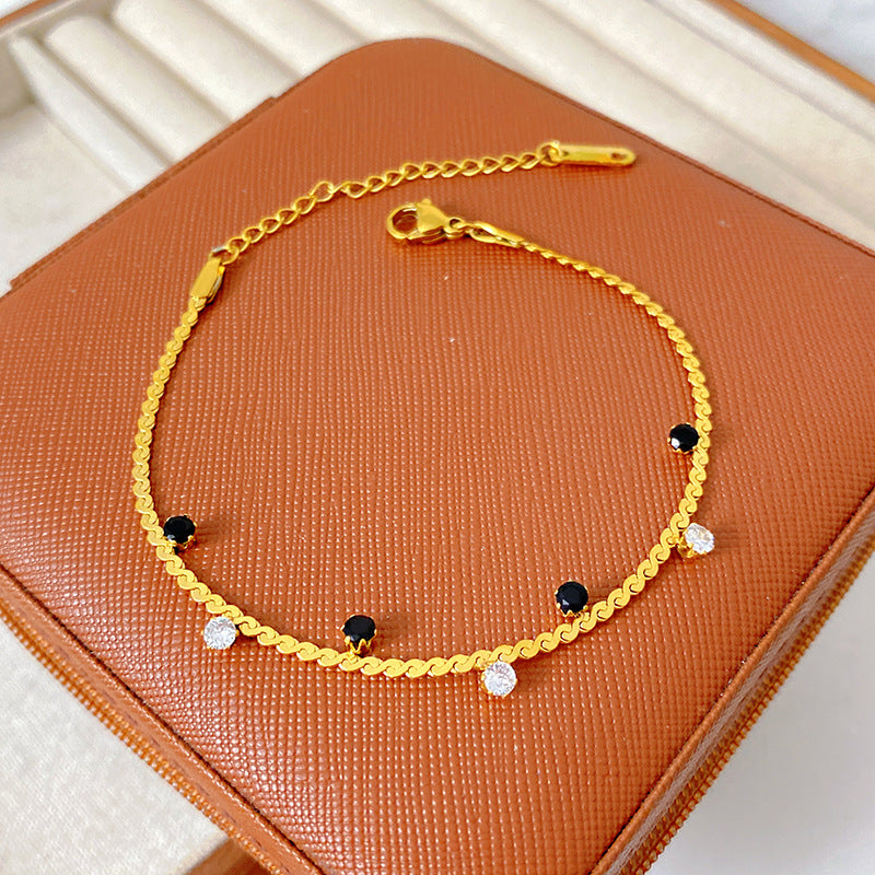 Light Luxury Micro Inlaid Zircon Woven Wire Mesh Fashion Temperament Bracelet