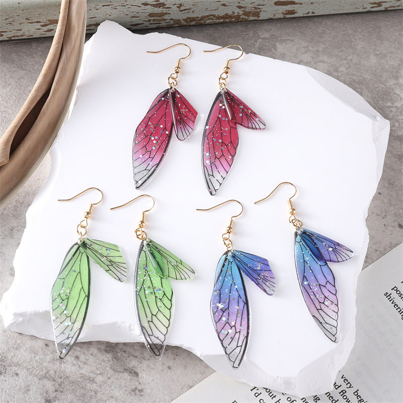 Fashion Special Artificial Butterfly Wings Creative Pattern Earrings