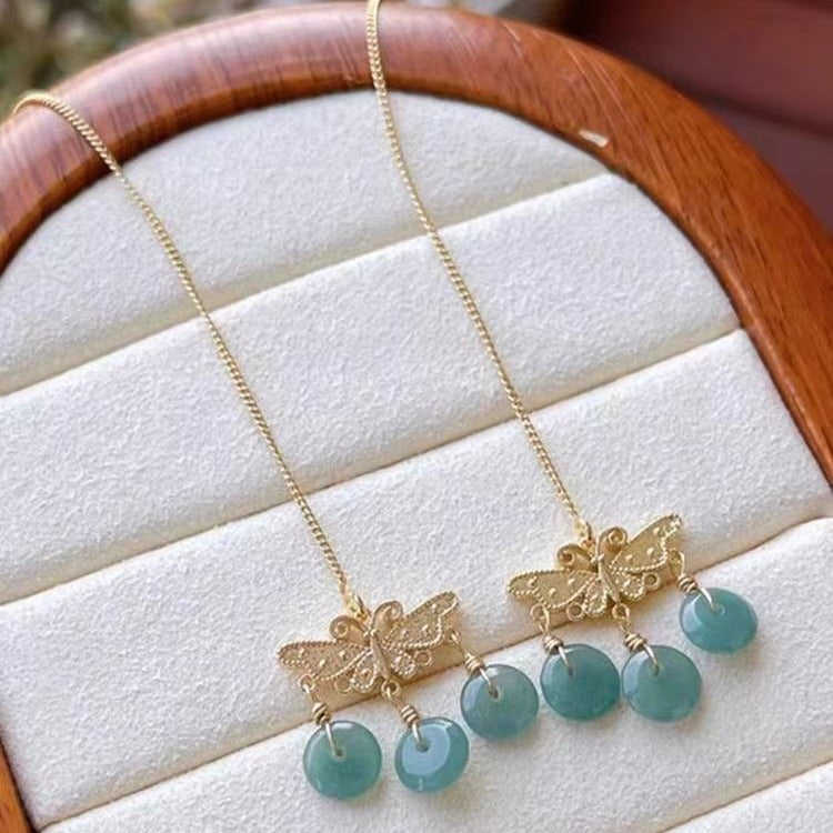Women's Style Butterfly Hook Eardrop Tassel Retro Han Clothing Ear Line