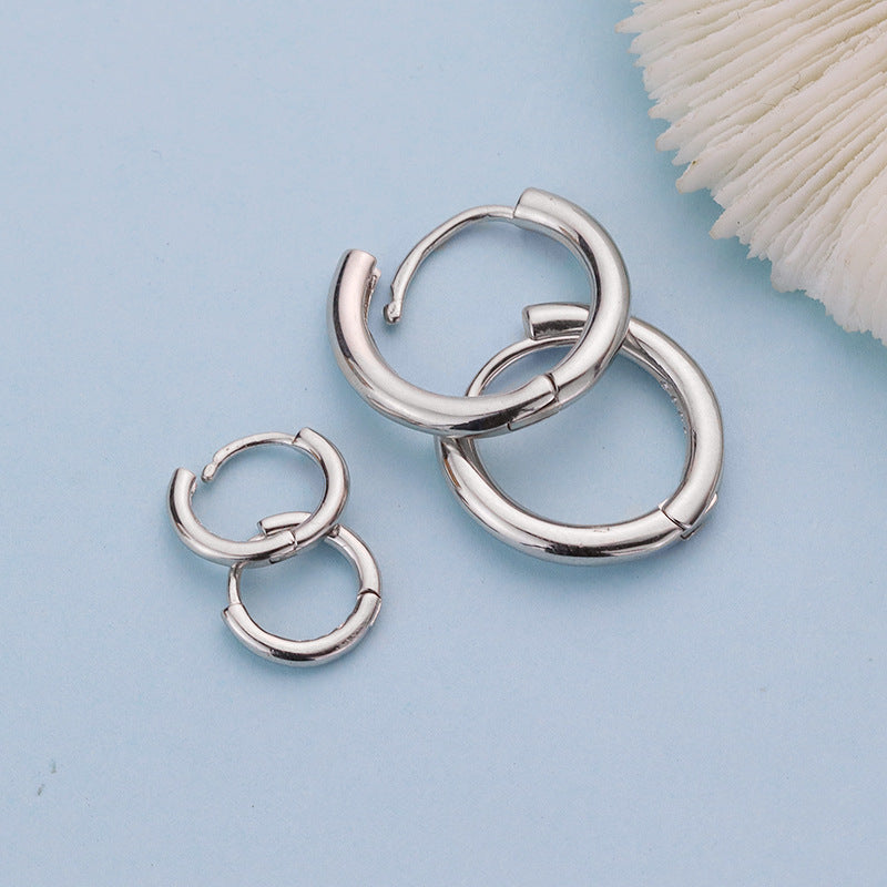 Women's & Men's Sier Solid Round Simple Graceful Small Earrings