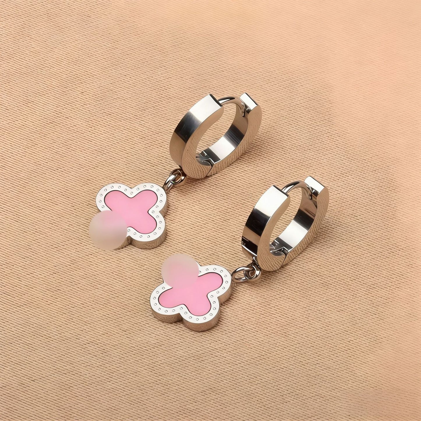 Lucky Four-leaf Clover Titanium Steel Gold Plating Fashion Earrings