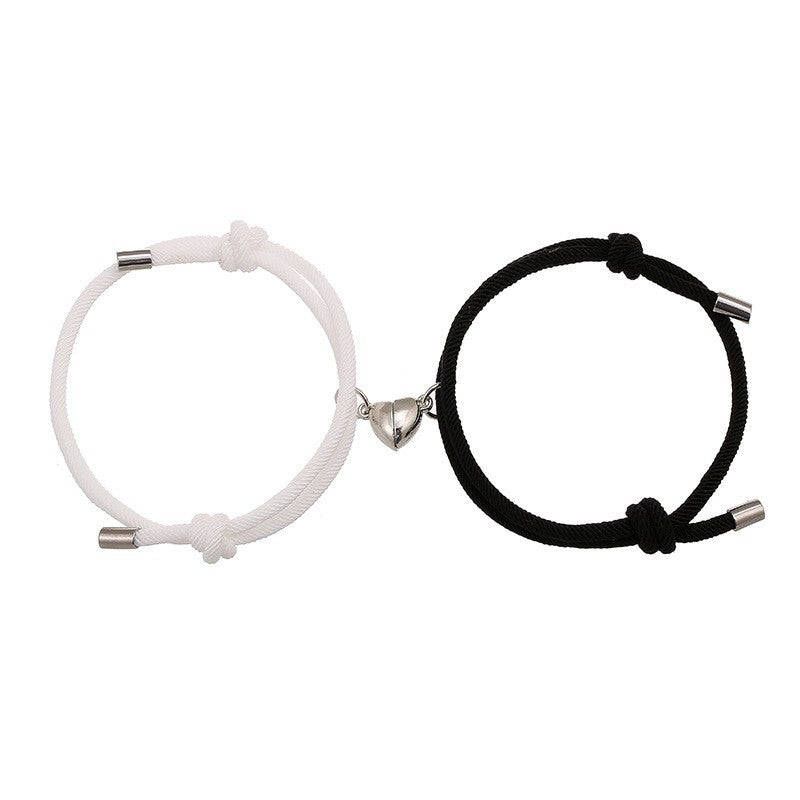 Women's & Men's Simple Love Magnetic Snap One Pair Bracelets