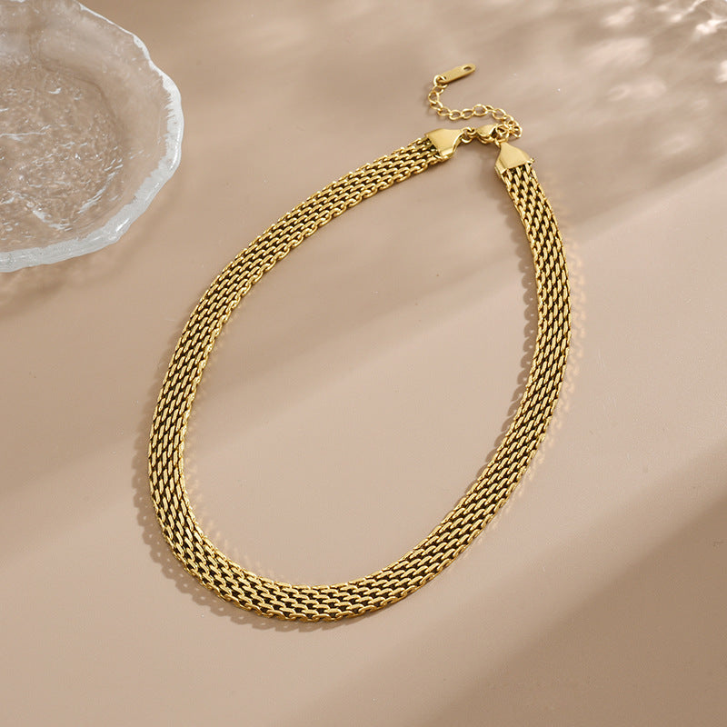 Woven Snake Bones Chain Light Luxury High-grade Titanium Steel Clavicle Necklace
