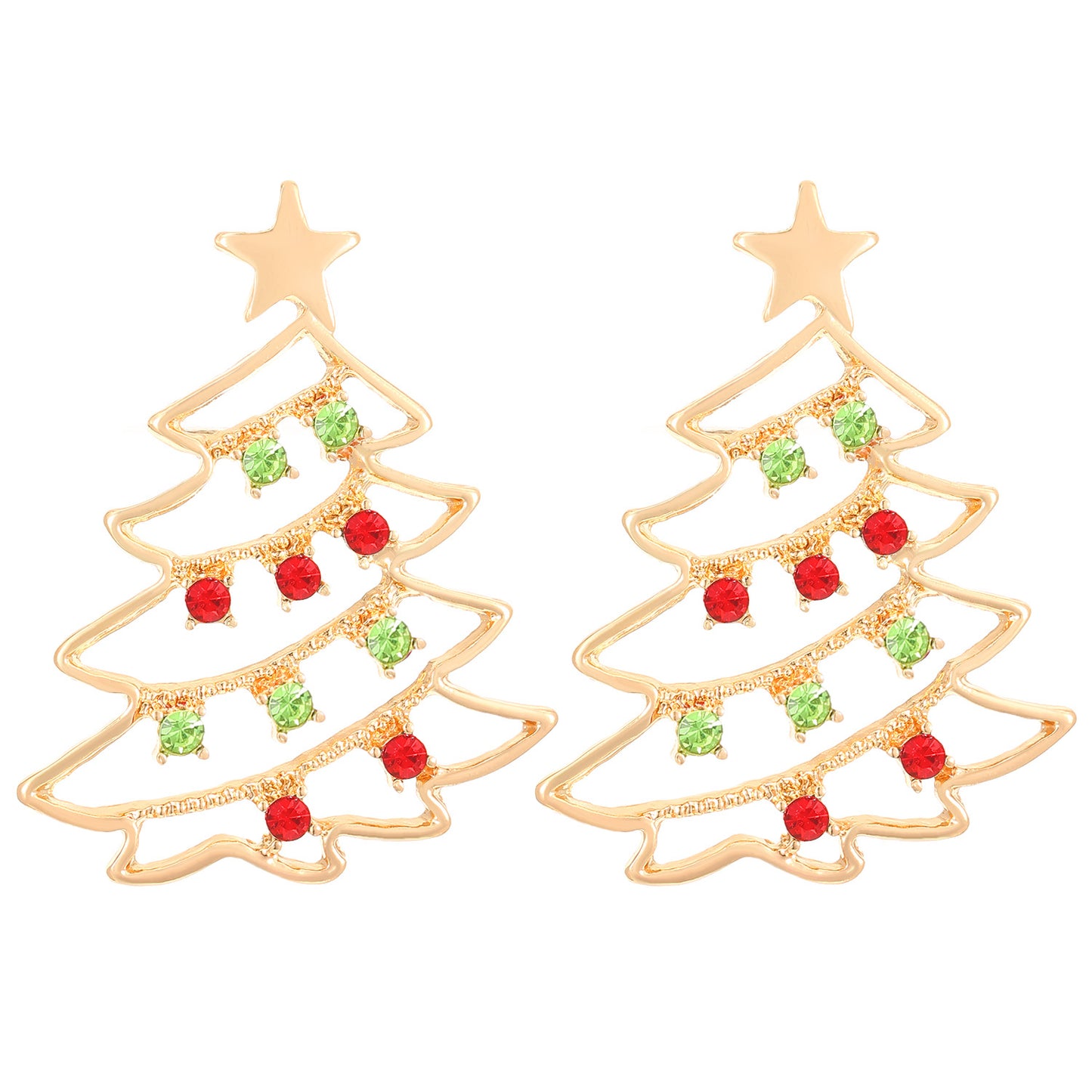 Women's Light Luxury Christmas Star Diamond Stitching Tree Earrings