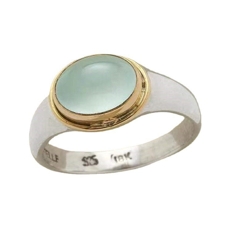 Classic Women's Gentle Gray Jade Gemstone Rings