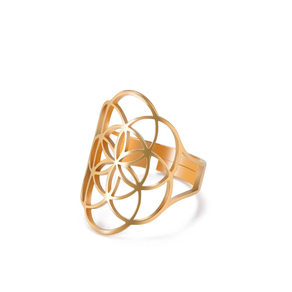 Women's Adjustable Stainless Steel Sacred Geometric For Charm Rings