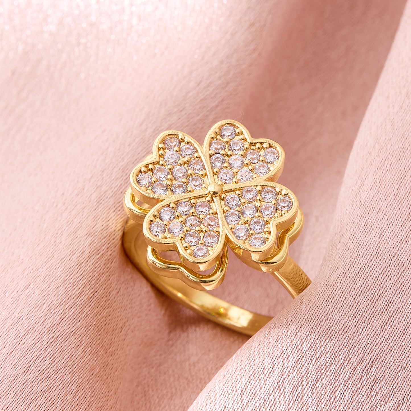 Valentine's Day Gift Flower Zircon Rotatable Ring