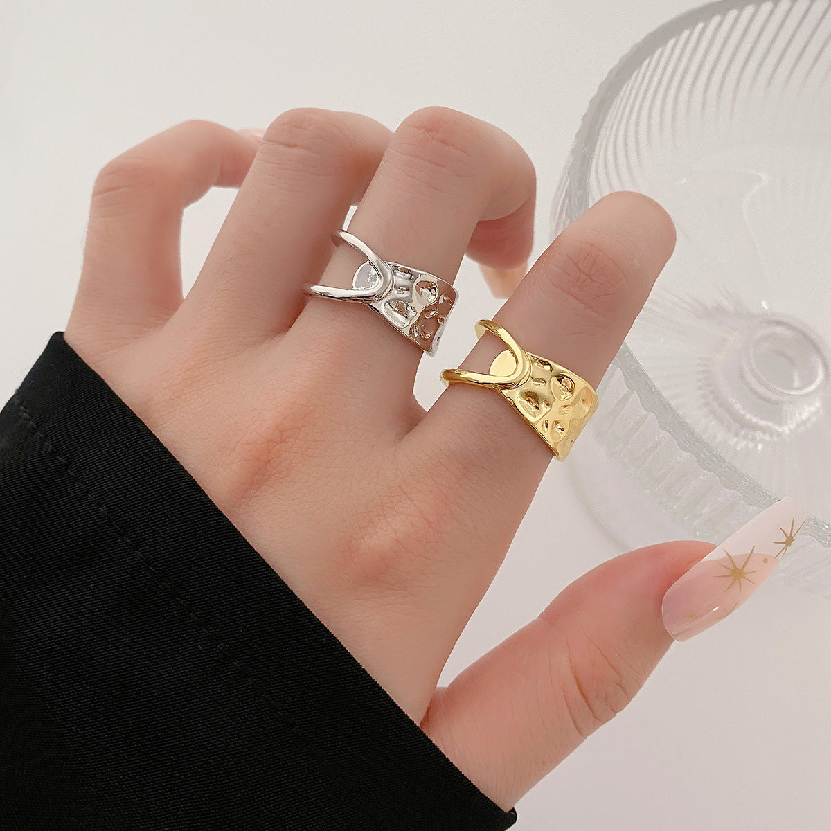 Women's Exaggerated Personalized Gold Irregular Oval Heart-shaped Open Rings