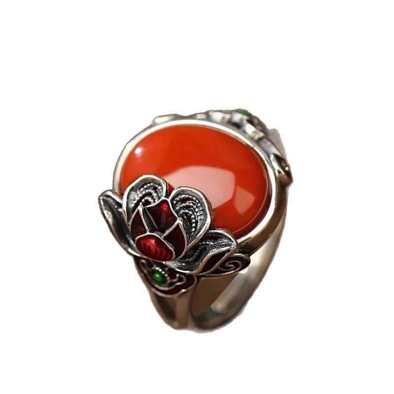Female Niche Distressed Retro National Egg Noodle Opening Ring