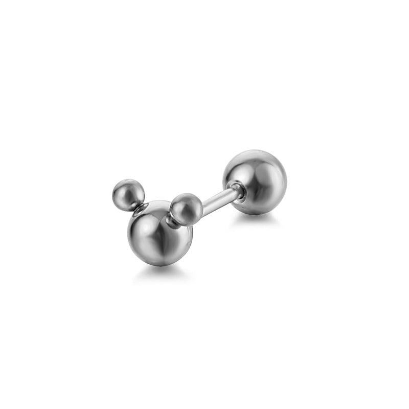 Mickey Female Ball Thread Ear Bone Electroplating Stud Earrings