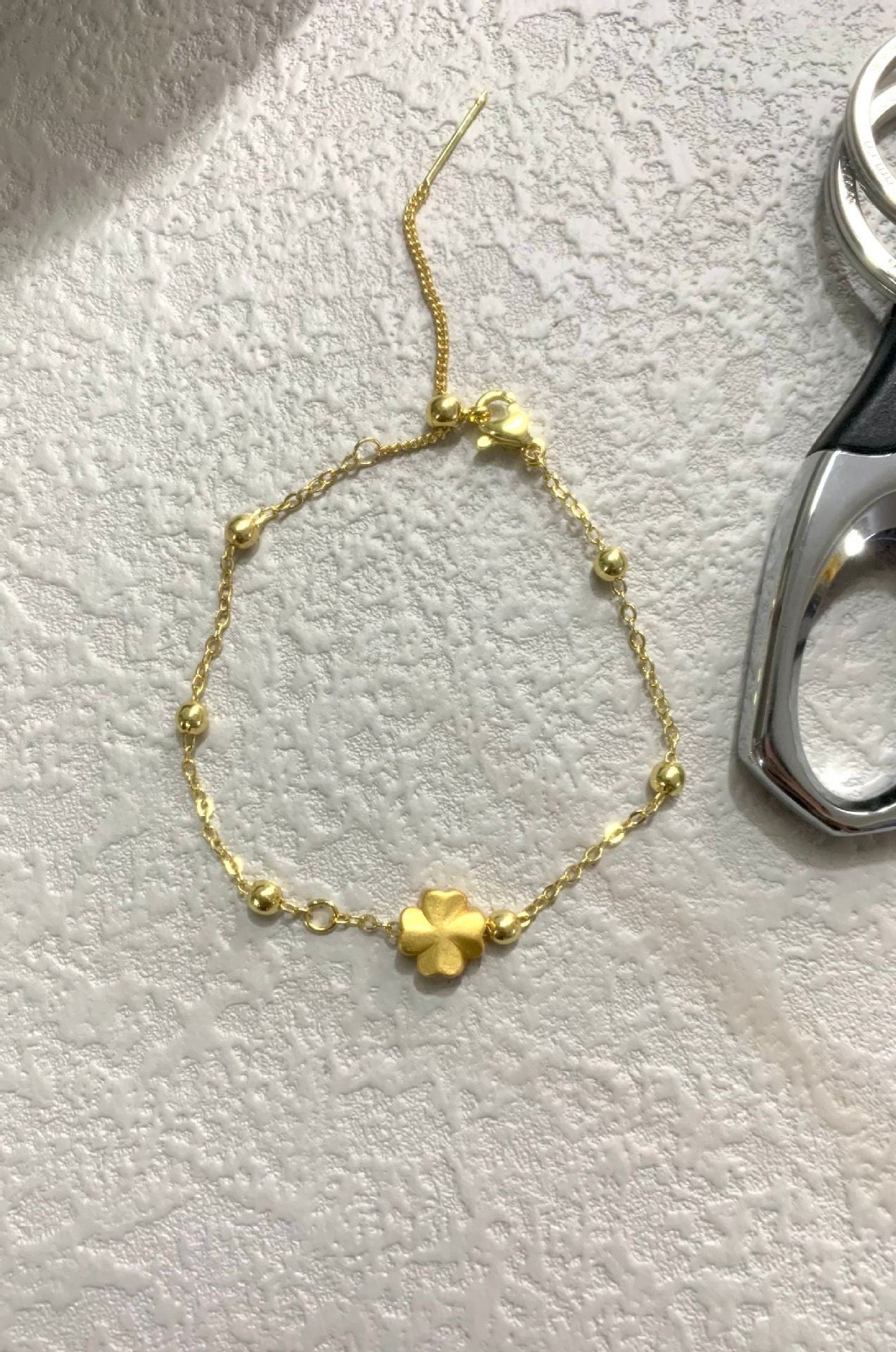 Bath Titanium Steel Spacer Beads Round Beanie Bracelet