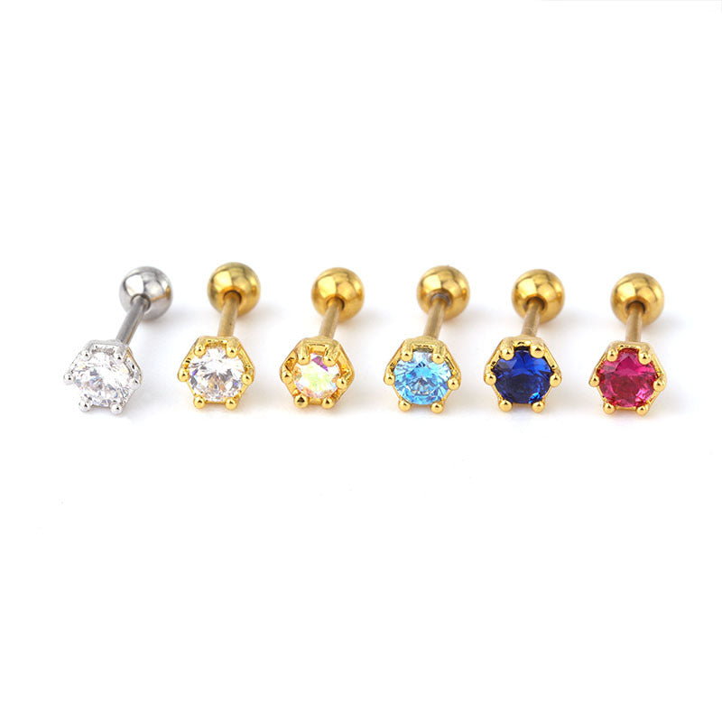 Steel Fine Rod Piercing Ear Bone Spring Popular Color Simple Stud Earrings