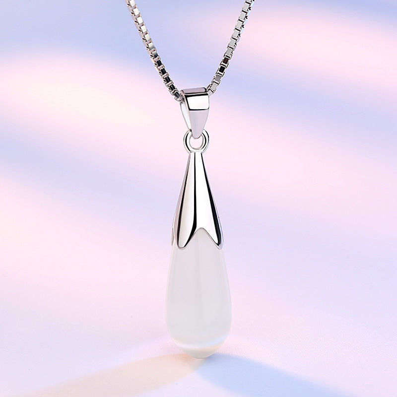 Moonstone Opal Water Drop Korean Sier Plated Ornament Female Pendants