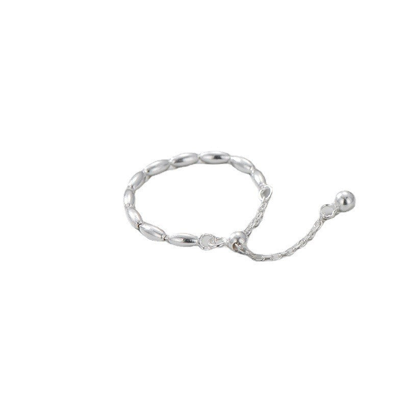 Women's Pull-out Adjustable Retro Fashion Flower Tassel Chain Ring