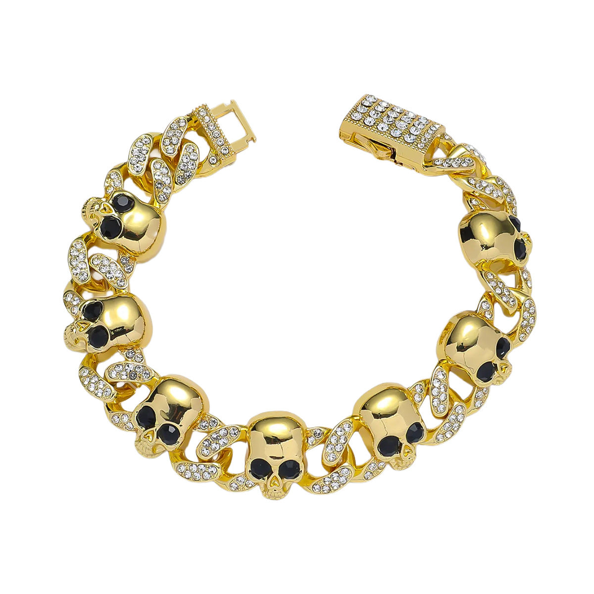 Fashion Skull Exaggerated Stitching Single Layer Diamond Bracelet
