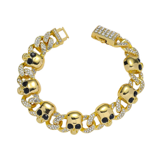 Fashion Skull Exaggerated Stitching Single Layer Diamond Bracelet