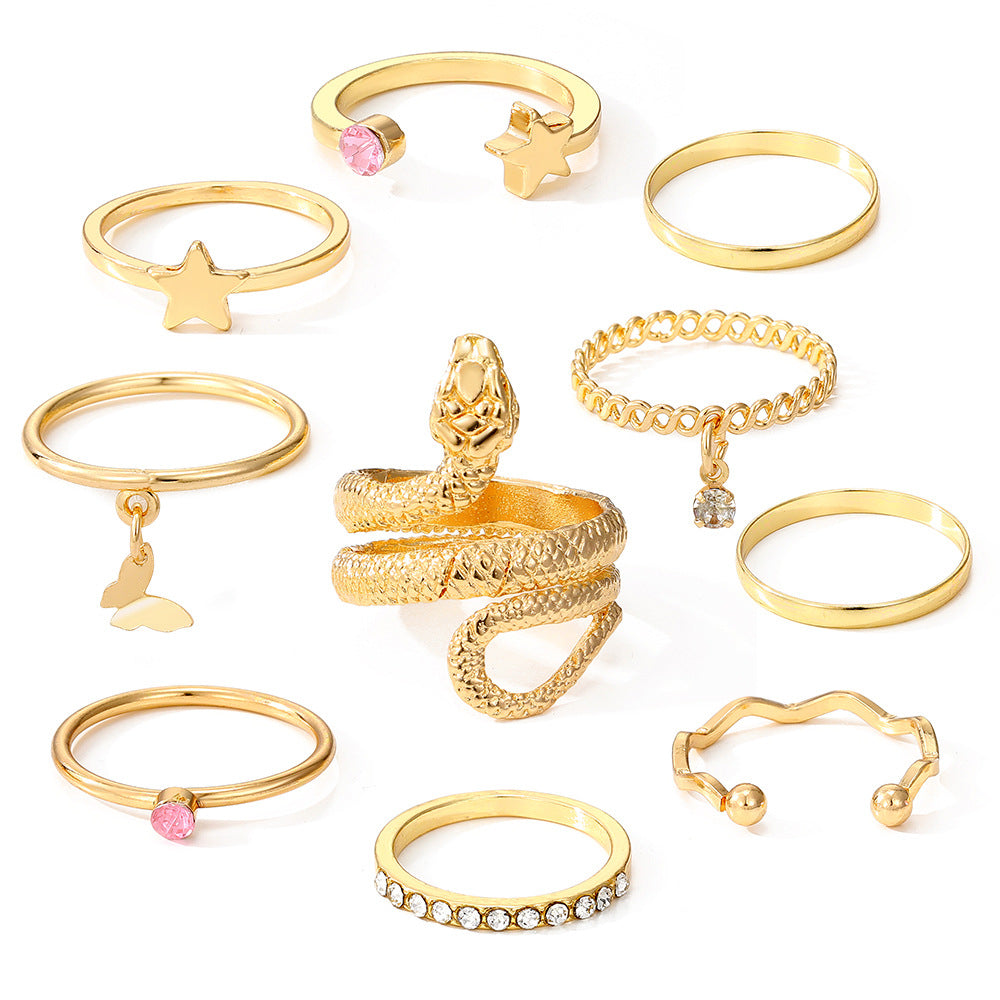 Of Love Alloy Butterfly Open Gold Multi Rings