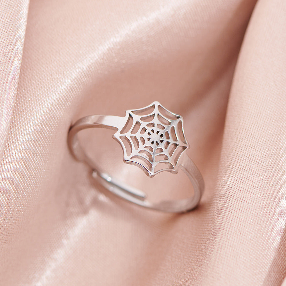 Stainless Steel Gold Opening Halloween Spider Rings