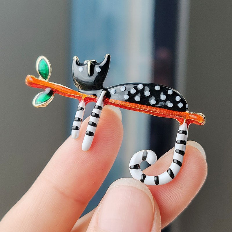 Cartoon Oil Dripping Kitten Brooch Female Niche Pin Animal Brooches