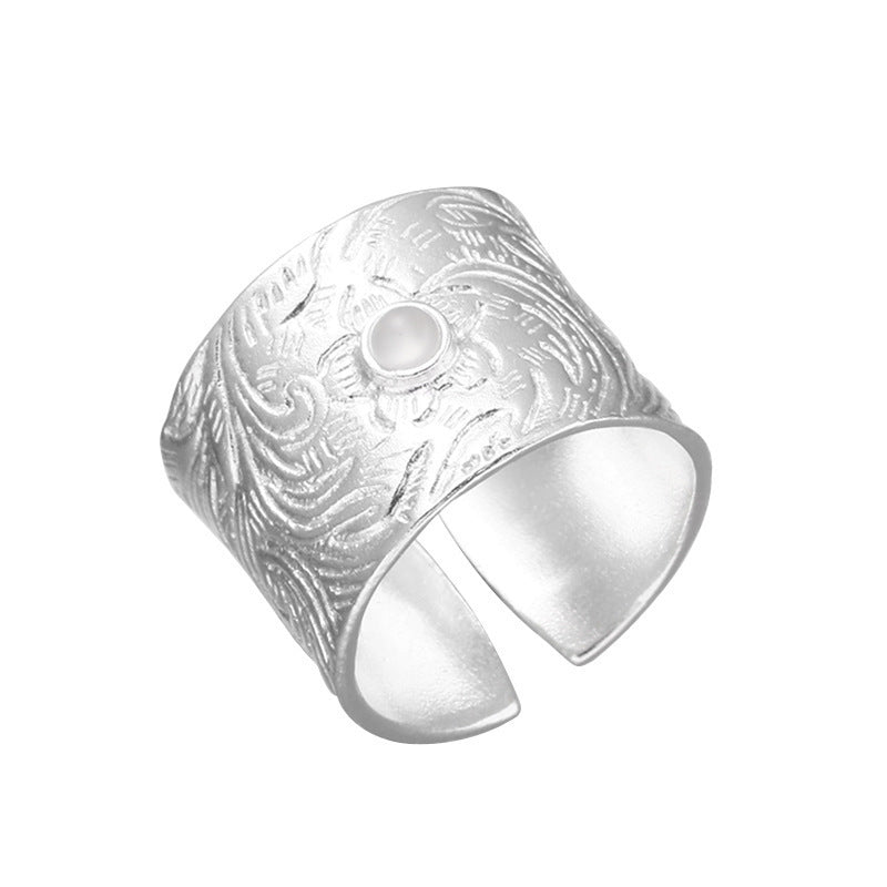 Women's & Men's For Light Luxury Minority Design Chinese Style Open White Moonlight Rings