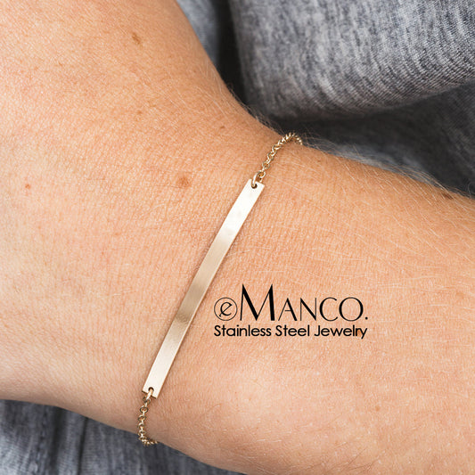 Simple Stainless Steel Geometric Long Strip Brace Lace Can Carve Bracelets