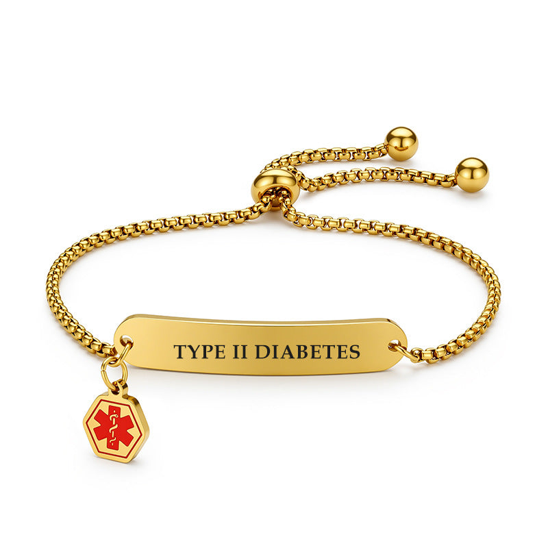 Stainless Steel Can Carve Writing Medical Warning Pull-out Adjustable Bracelets