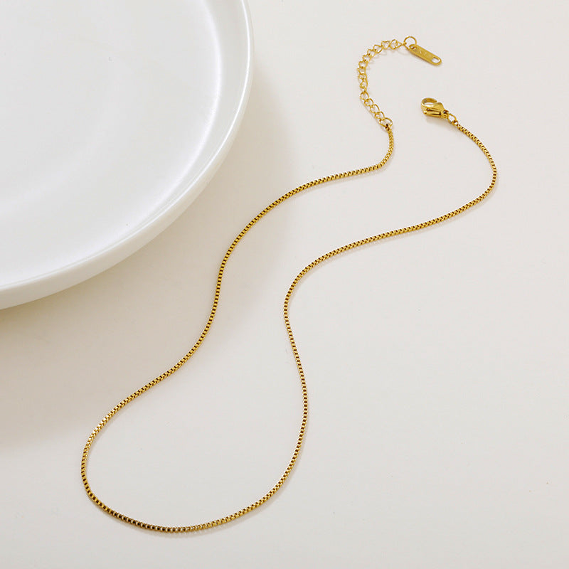 Single Chain Box Melon Seeds Side Hammer Round Snake Bone Necklaces