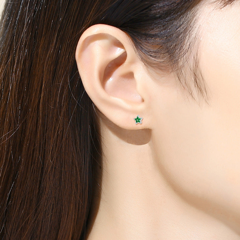 Color Five-pointed Star Screw Puncture Ear Bone Female Sleeping Earrings