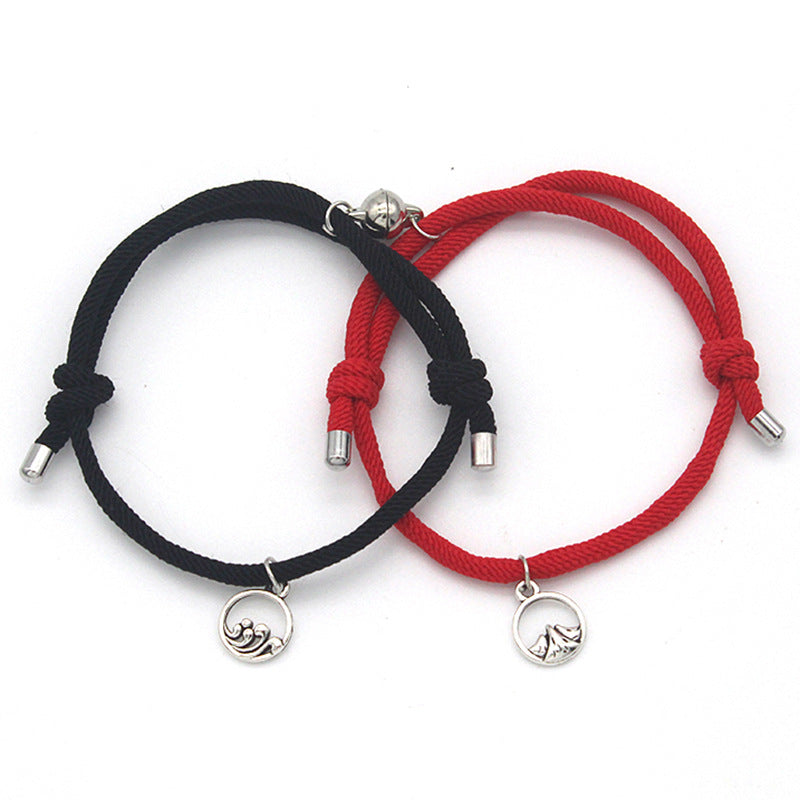 Alloy Sun Moon Oath Couple Magnet Bracelet