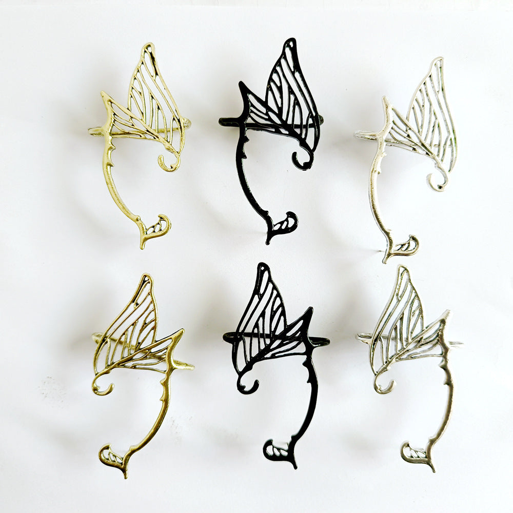 Women's Ear Clip Personalized Retro Hollow Butterfly Wings Elf Cuff Rings