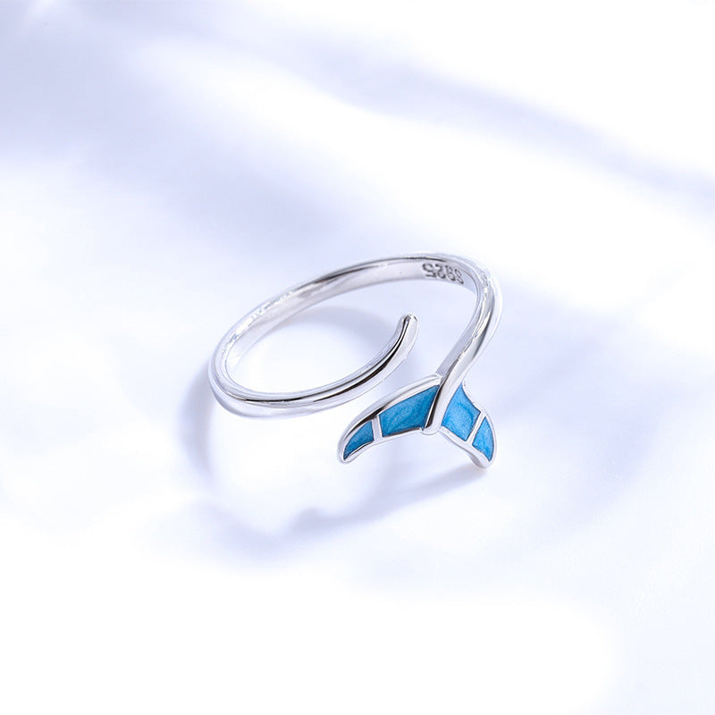 Tail Niche Temperament Blue Epoxy Ocean Style Ring