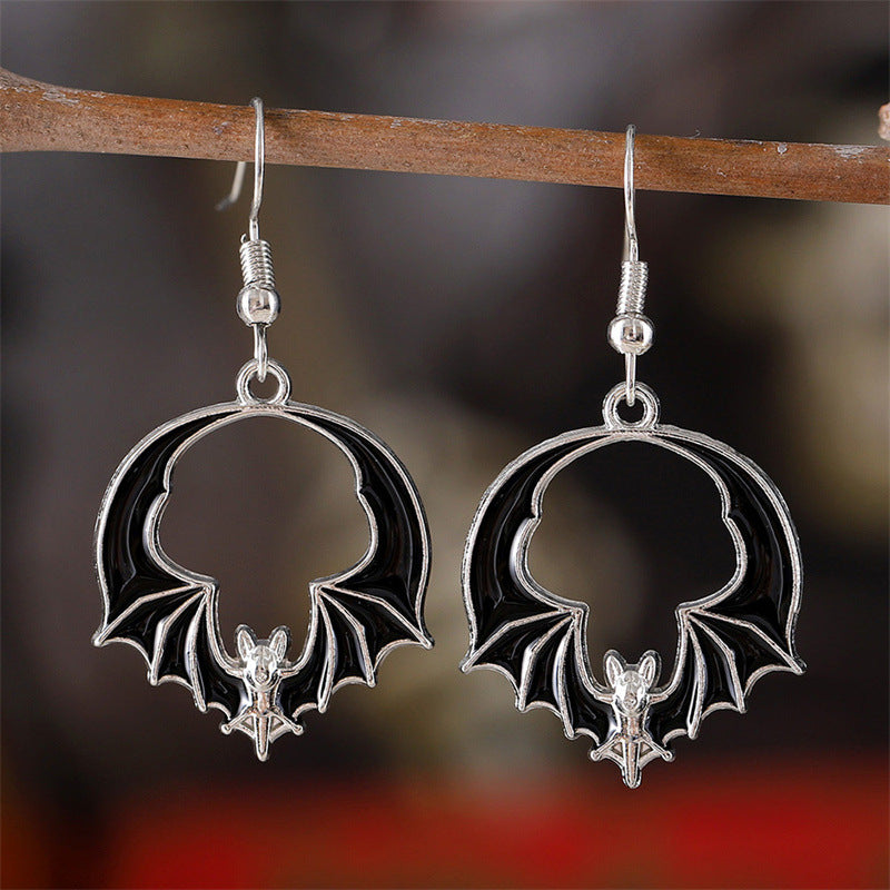 Eccentric Personality Dark Bat Halloween Series Earrings