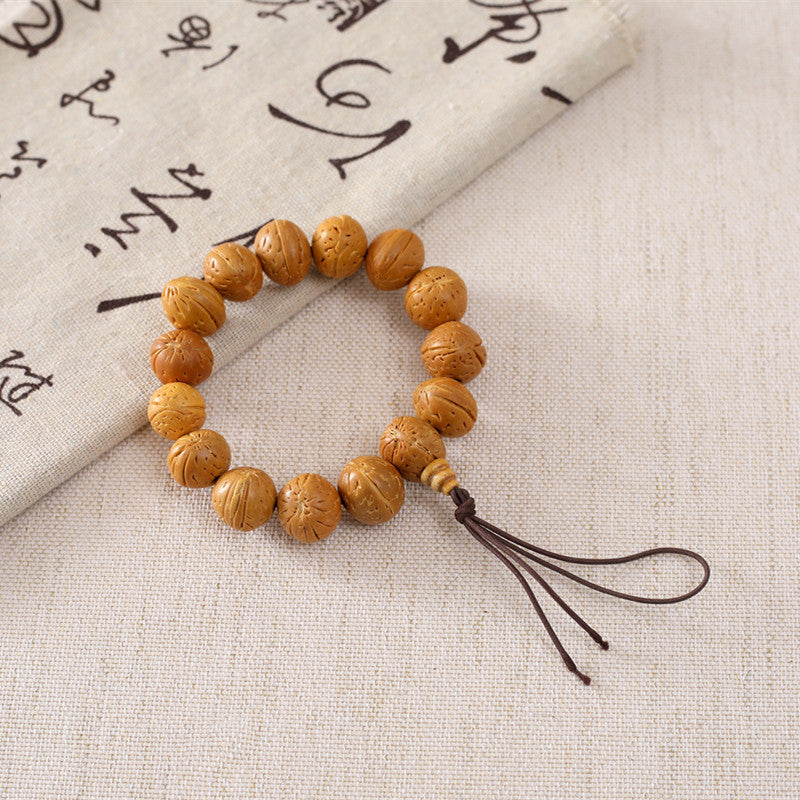 Wild Mountain Peach Hu Antique Rosary Old Materials Bracelet
