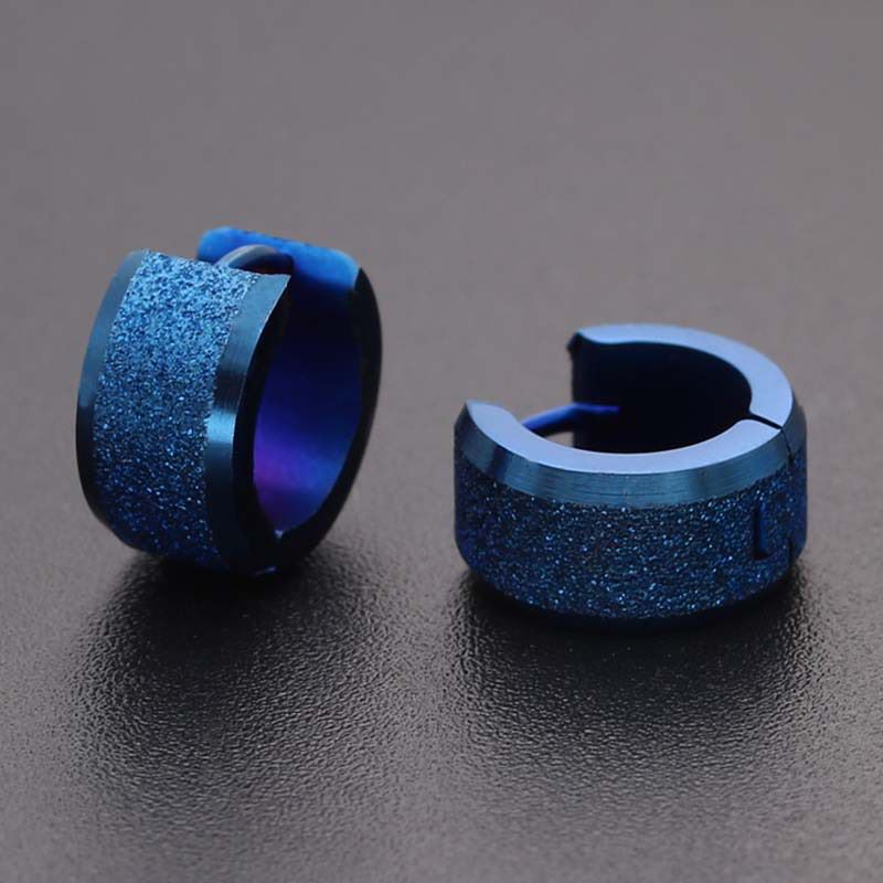 Simple Light Luxury Titanium Steel Thick Wire Diameter Frosted Earrings