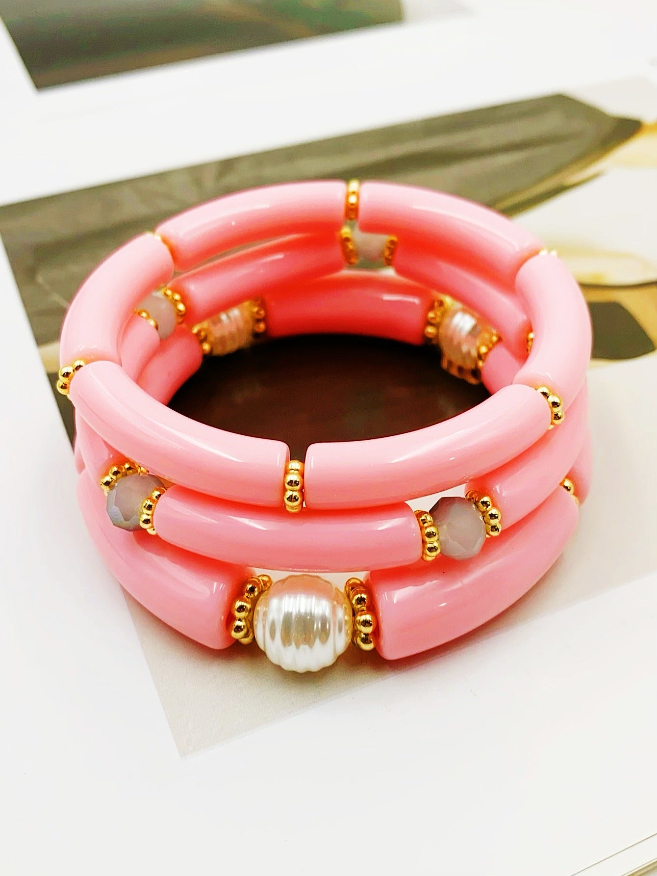 Fashion Simple Acrylic Beaded Ladies Elbow Bracelets
