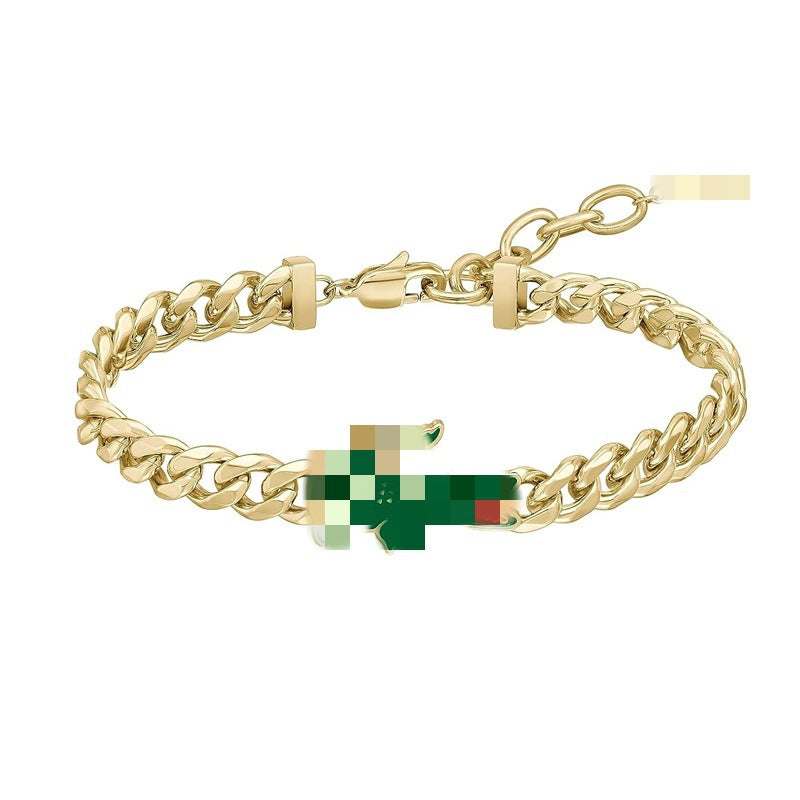 Durable Men's Adjustable Stainless Steel Crocodile Bracelet