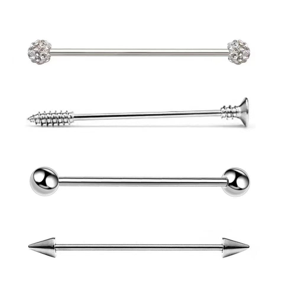 Stainless Steel Barbell Dumbbell Ear Bridge Nails Long Stud Earrings