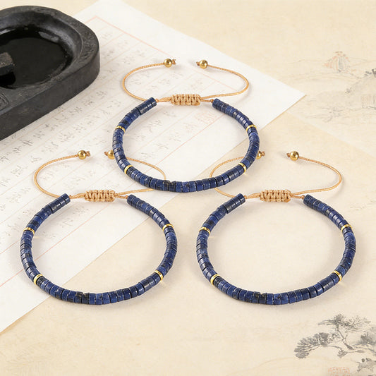 Natural Stone Spacer Beads Beaded Weave Boho Bracelet