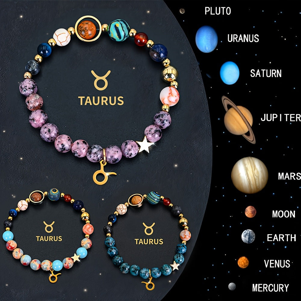 Planets Twee Constellations Natural Stone Blue Black Bracelet